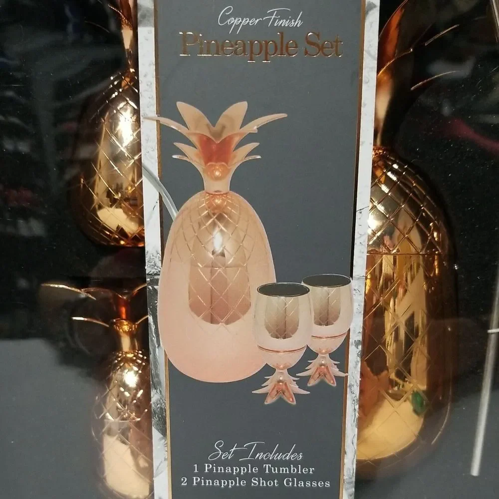 Pineapple Copper Finish Cocktail Tumbler  With Shot glasses‎ Stainless Steel